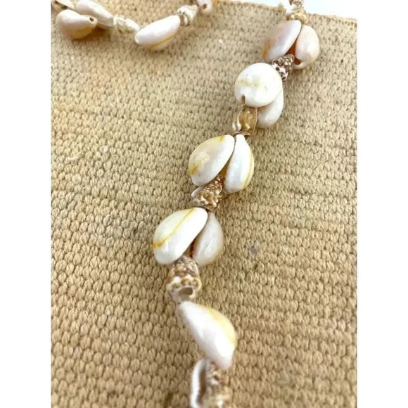 VTG Cowrie Shells Natural Seashells Beaded Long Necklace Handmade 36" - Picture 8 of 9